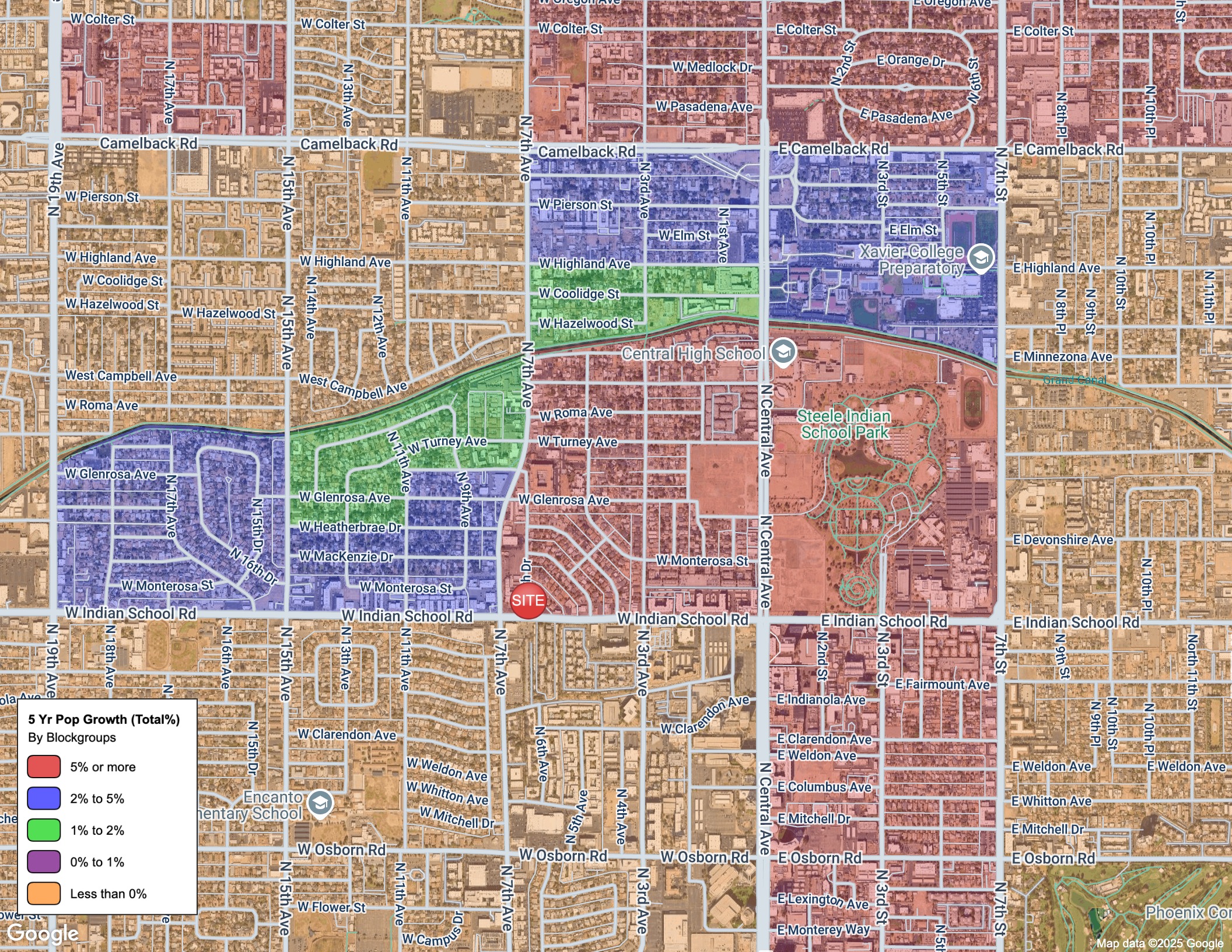population growth near 626 W Indian School Rd